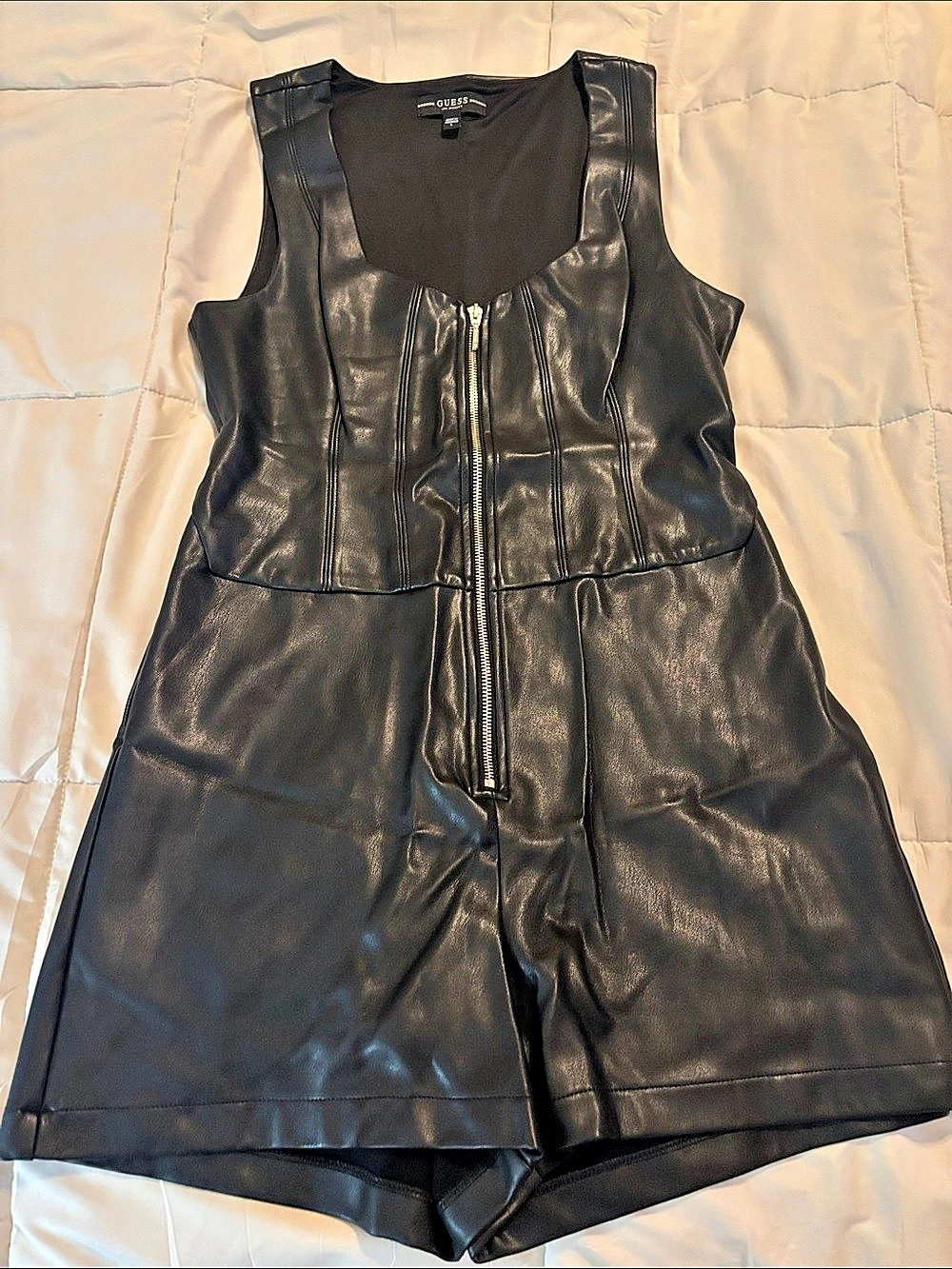 GUESS Black Faux Leather Romper